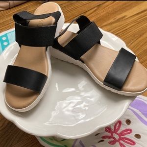XOXO Strappy Black Sandals